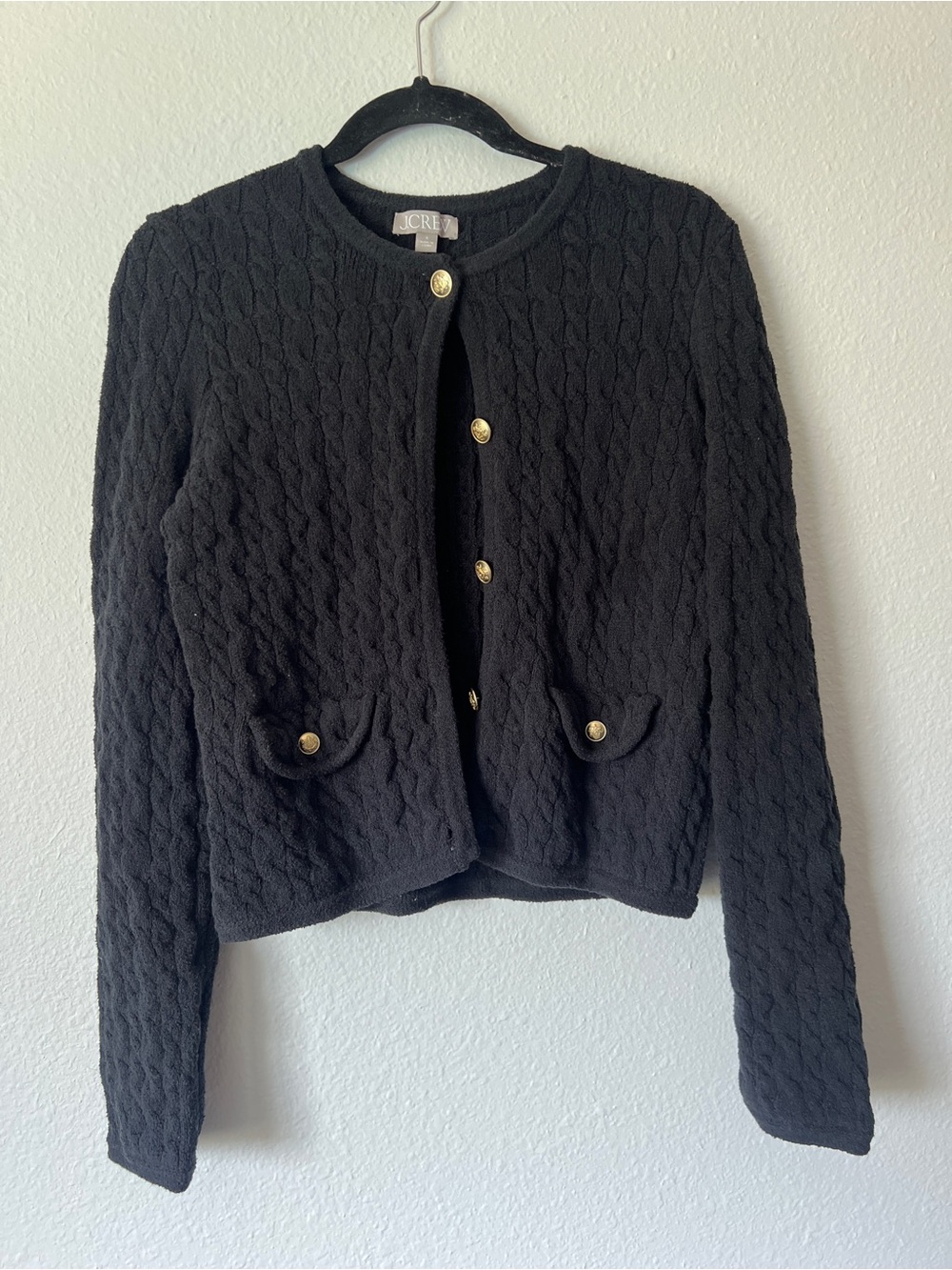 J.Crew Women’s Odette cable-knit sweater lady jacket in cotton-blend bouclé - Picture 2 of 3
